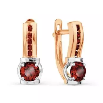 Серьги с гранатами и фианитами Линии Любви