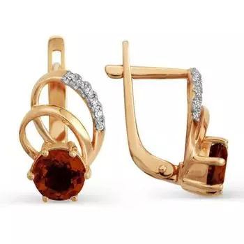 Серьги с гранатами и фианитами Линии Любви