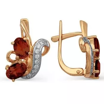 Серьги с гранатами и фианитами Линии Любви