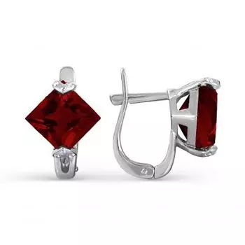 Серьги с гранатами и фианитами Линии Любви