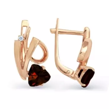 Серьги с гранатами и фианитами Линии Любви