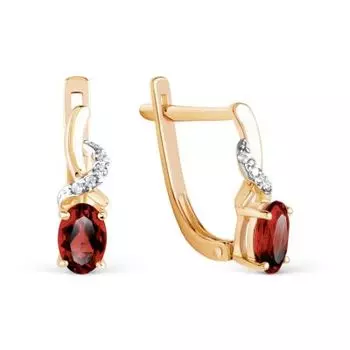 Серьги с гранатами и фианитами Premiums Линии Любви