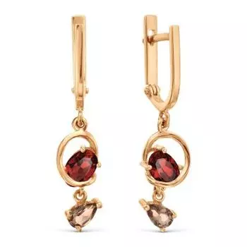 Серьги с гранатами и раухтопазами Линии Любви