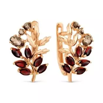 Серьги с гранатами и раухтопазами Линии Любви