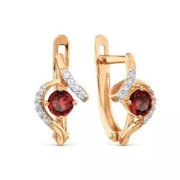 Серьги с гранатами и Swarovski Zirconia Линии Любви