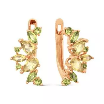 Серьги с хризолитами и цитринами Линии Любви