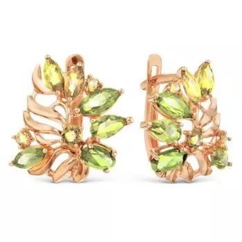 Серьги с хризолитами и цитринами Линии Любви