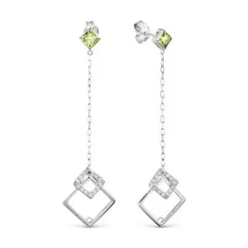 Серьги с хризолитами и фианитами Линии Любви