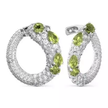 Серьги с хризолитами и фианитами Линии Любви