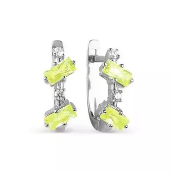 Серьги с хризолитами и фианитами Линии Любви