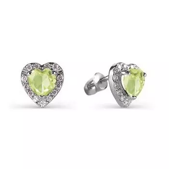 Серьги с хризолитами и фианитами Линии Любви