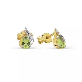 Серьги с хризолитами и фианитами Линии Любви