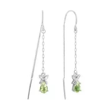 Серьги с хризолитами и фианитами Линии Любви