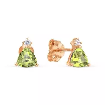 Серьги с хризолитами и фианитами Линии Любви