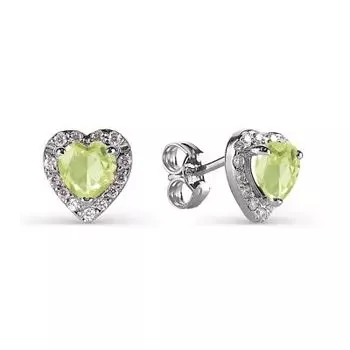 Серьги с хризолитами и фианитами Линии Любви