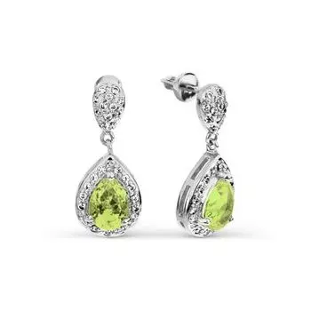 Серьги с хризолитами и фианитами Линии Любви