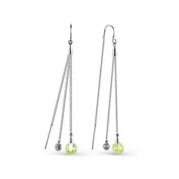 Серьги с хризолитами и фианитами Линии Любви