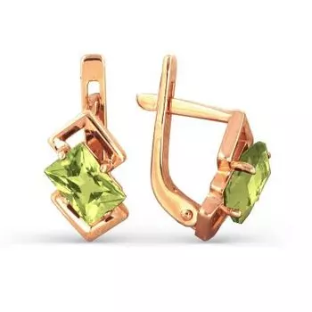 Серьги с хризолитами Линии Любви