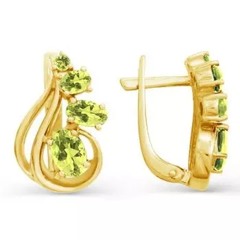 Серьги с хризолитами Линии Любви