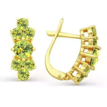 Серьги с хризолитами Линии Любви