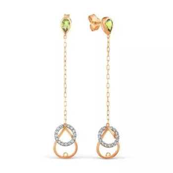 Серьги с хризолитами Линии Любви