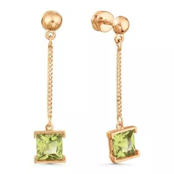 Серьги с хризолитами Линии Любви