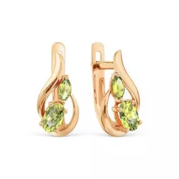 Серьги с хризолитами Линии Любви