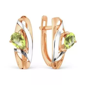 Серьги с хризолитами Линии Любви