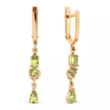 Серьги с хризолитами Линии Любви