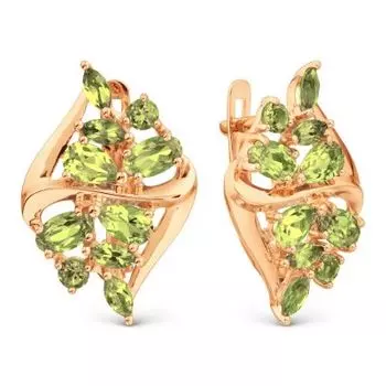 Серьги с хризолитами Линии Любви