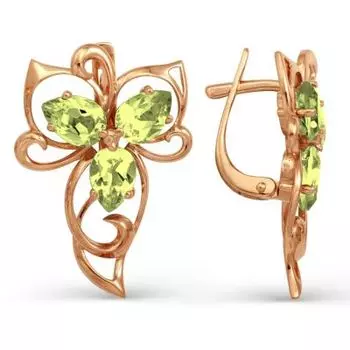 Серьги с хризолитами Линии Любви