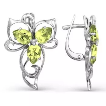 Серьги с хризолитами Линии Любви