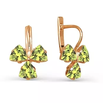 Серьги с хризолитами Линии Любви