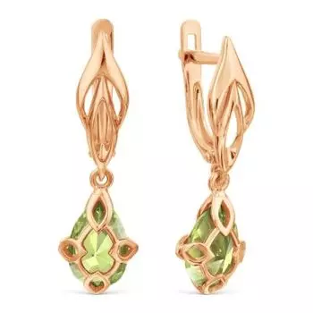 Серьги с хризолитами ситалл Линии Любви