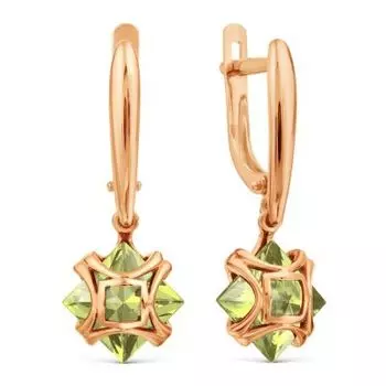 Серьги с хризолитами ситалл Линии Любви