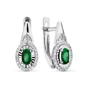 Серьги с изумрудами и бриллиантами Линии Любви