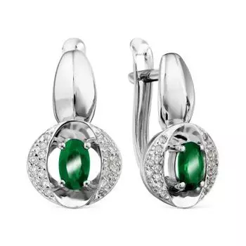 Серьги с изумрудами и бриллиантами Линии Любви