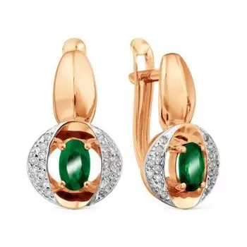 Серьги с изумрудами и бриллиантами Линии Любви