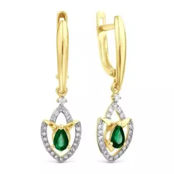 Серьги с изумрудами и бриллиантами Линии Любви