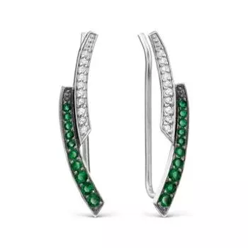 Серьги с изумрудами и бриллиантами Линии Любви