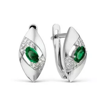Серьги с изумрудами и бриллиантами Линии Любви