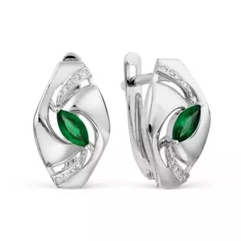 Серьги с изумрудами и бриллиантами Линии Любви
