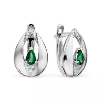 Серьги с изумрудами и бриллиантами Линии Любви