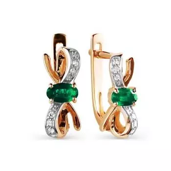 Серьги с изумрудами и бриллиантами Линии Любви