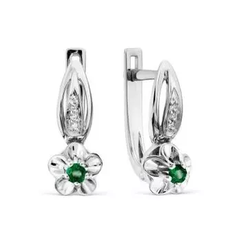 Серьги с изумрудами и бриллиантами Линии Любви