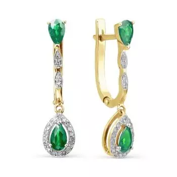 Серьги с изумрудами и бриллиантами Линии Любви