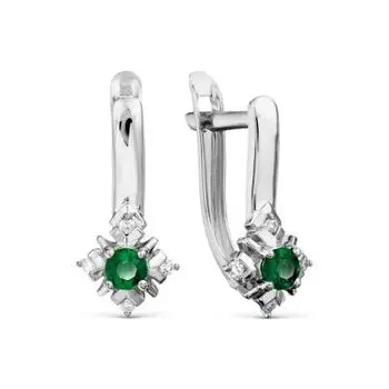 Серьги с изумрудами и бриллиантами Линии Любви