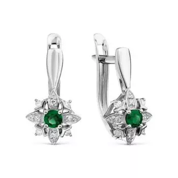 Серьги с изумрудами и бриллиантами Линии Любви