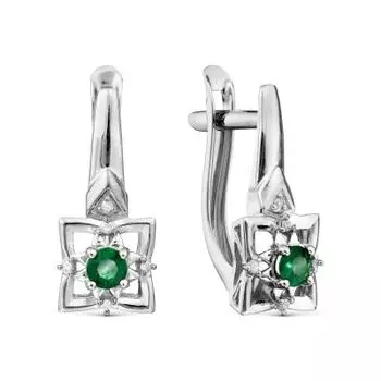 Серьги с изумрудами и бриллиантами Линии Любви