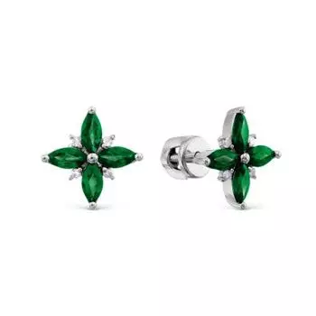 Серьги с изумрудами и бриллиантами Линии Любви